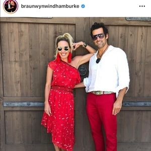 Joie red 1shoulder ruffle floral RHOC STAR WORN